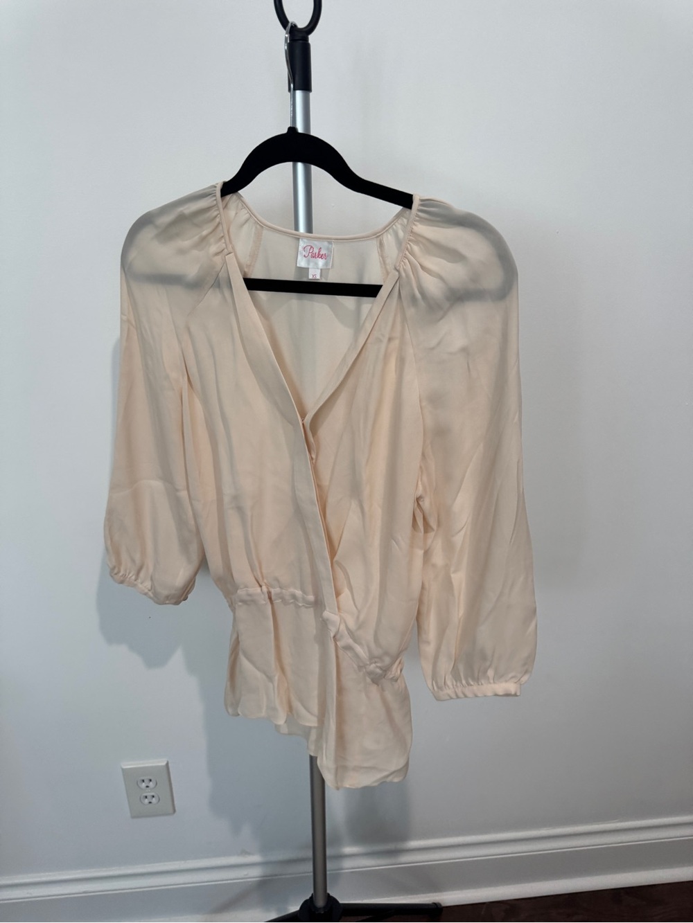 Parker Pale Cream V-Neck Surplice Blouse